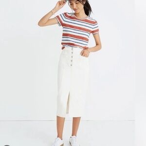 Madewell White High-Slit Jean Skirt 27